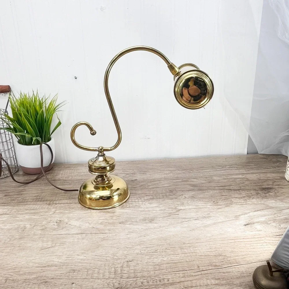 Vintage‎ Brass Bankers Desk Lamp: Maximalist Gold Decor